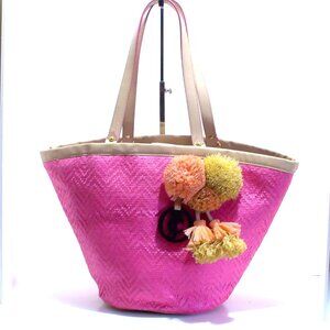 Juicy Couture, Lynn North Shore Straw Tote Bag with Straw Flowers